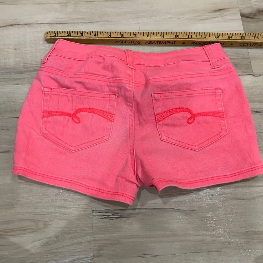 Justice Neon Pink Denim Shorts Girls Size 12R Stretch Summer